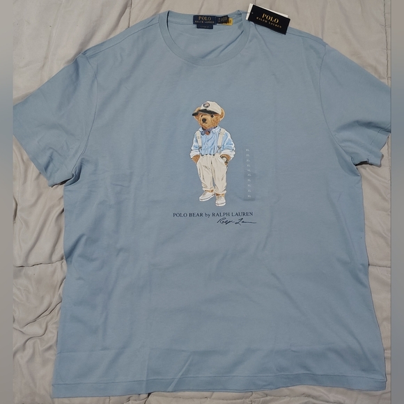 Ralph Lauren Light Blue Polo Bear T-Shirt Size XL NWT - Picture 1 of 4